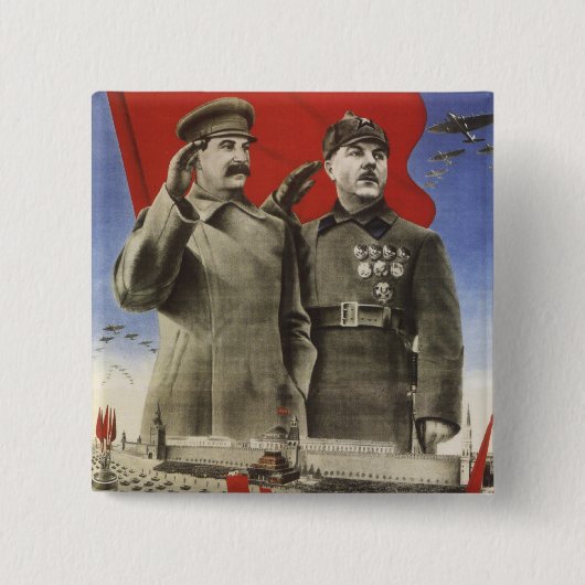 Stalin Vierkante Button 5,1 Cm (Voorkant)