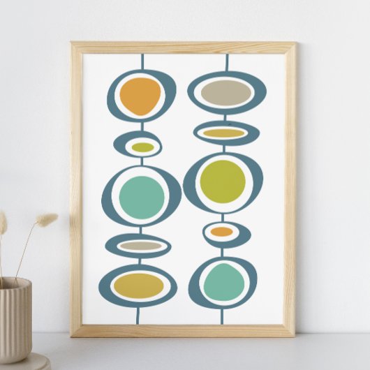 Stalk Circles Mid-Century Poster moderne style