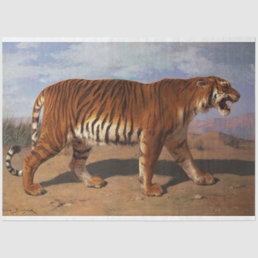 Stalking Tiger (door Rosa Bonheur) Tissuepapier (Voorkant)