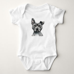 Stalky Pit Bull Dog Drawing Romper