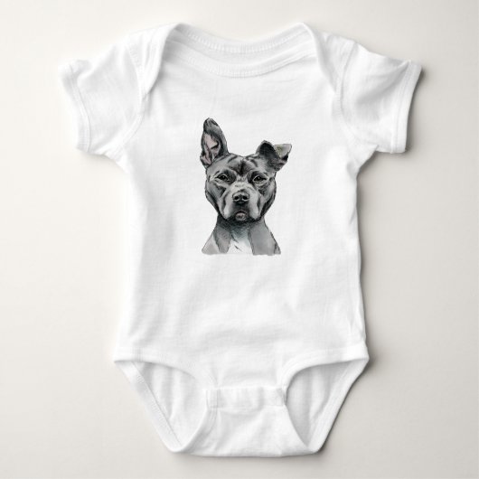 Stalky Pit Bull Dog Drawing Romper (Voorkant)