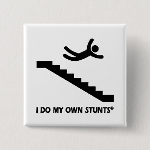Stallen mijn eigen stunts vierkante button 5,1 cm
