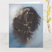 Stallion Portrait - Carte de voeux (Fleur jaune)