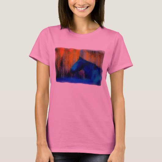 Stallion & Trees Fantasy Horse Modern Art T-shirt (Voorkant)