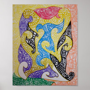 Stam2 Maori-kunst van Roger R Whiteside Poster