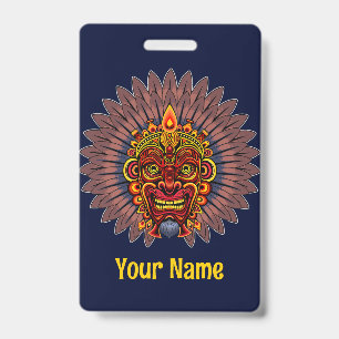 Stam Krijger Koning Ritueel Masker Badge