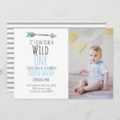 Stam pijl wild one pijl foto uitnodiging (Voorkant / Achterkant)