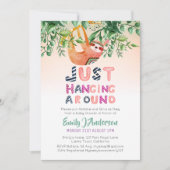 Stam SLOTH Hangend Rond Mintgroene Baby Kaart (Voorkant)