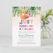 Stam SLOTH Hangend Rond Mintgroene Baby Kaart (Staand voorkant)