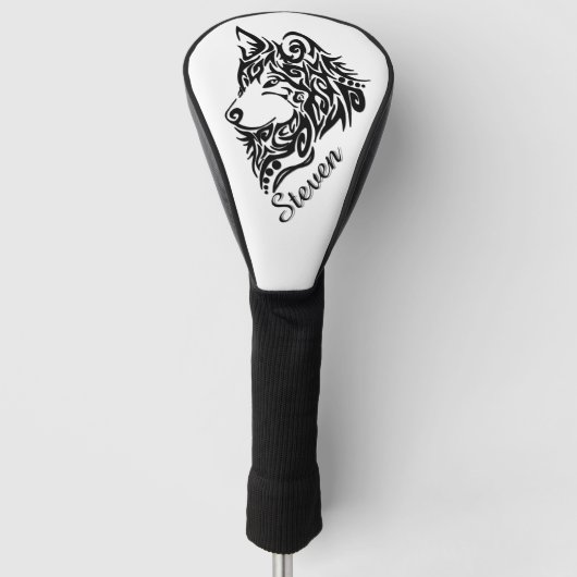 Stam Wolf Persoonlijke Naam Script Golfheadcover (Voorkant)