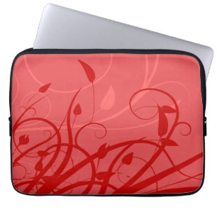 Stambeien Zwirl Roze en Rode Meisjes Floral Design Laptop Sleeve
