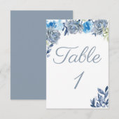 Stamblauw tabelnummer RSVP kaartje (Voorkant / Achterkant)