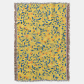 Stambloemen in blauw en geel deken (Voorkant Verticaal)