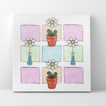 Stambloemen in dampen en potten Gewatteerd canvas