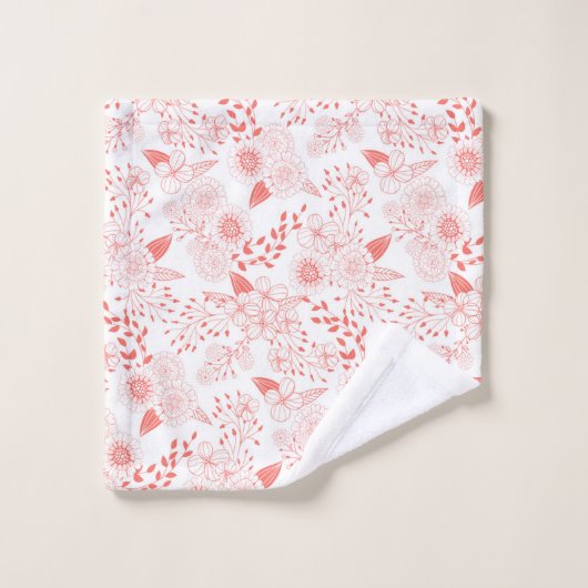 Stambloemen in levend koraal bad handdoek (Wasdoekje)