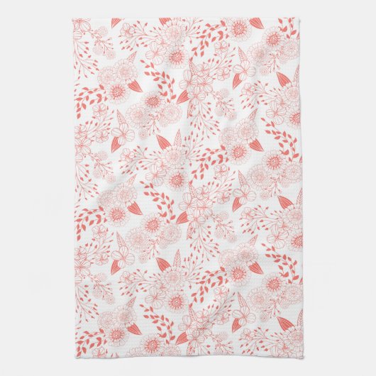 Stambloemen in levend koraal theedoek (Verticaal)