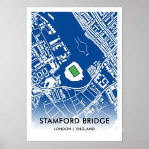 Stamford Bridge Stadium kaart - Thuis van Chelsea Poster