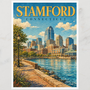 Stamford Connecticut Haven Skyline GeoSaga Briefkaart