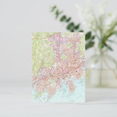 Stamford Connecticut Map (1987) Briefkaart (Staand voorkant)