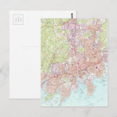 Stamford Connecticut Map (1987) Briefkaart (Voorkant / Achterkant)