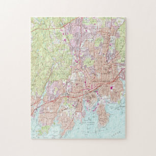 Stamford Connecticut Map (1987) Legpuzzel