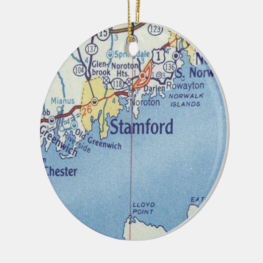 Stamford CT kaart Keramisch Ornament (Links)