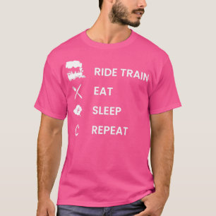 Stamlocomotief ridetrein Eat Sleep herhalen T-shirt
