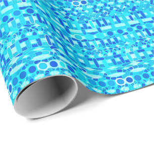 Stammen Batik - turkoois, aqua en kobaltblauw Cadeaupapier