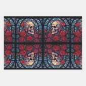 Stammen en stenen Schedel & Rozen Inpakpapier Vel (Voorkant)