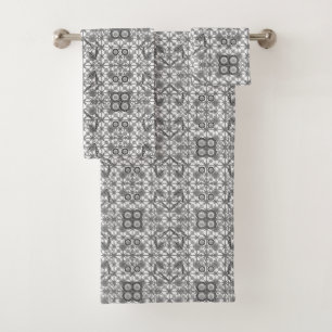 Stammen grijs/grijze Batik -, zwart-wit Bad Handdoek