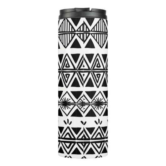 stammenpatroon met zwarte en witte hand d thermosbeker (Achterkant)