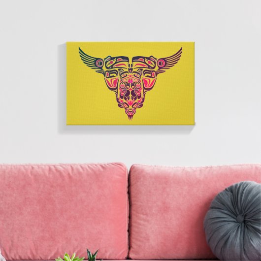 stammodel van stier en tattoo canvas afdruk (Insitu (Woonkamer))