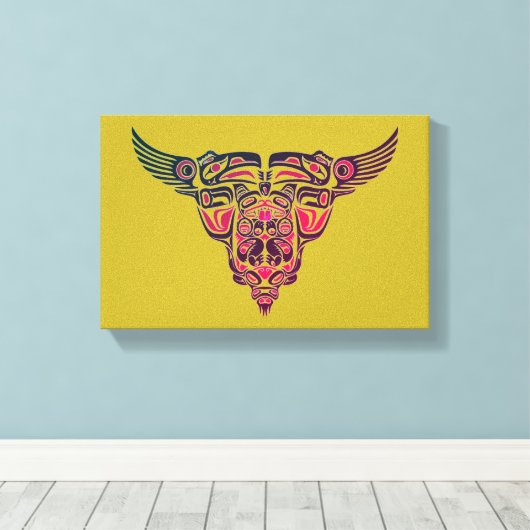 stammodel van stier en tattoo canvas afdruk (Insitu (Houten vloer))