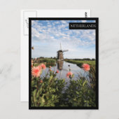 Stammolen en bloemen, Holland-kaart met verticale Briefkaart (Voorkant / Achterkant)
