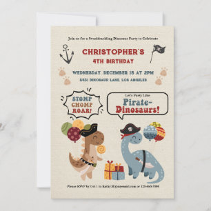 Stamp Chomp Brul Dinosaurus Piraat Jongens Verjaar Kaart