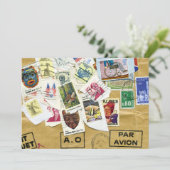  Stamp Collage Afscheidsfeest Uitnodiging (Staand voorkant)