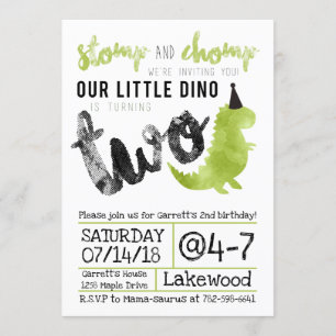 Stamp en kauw Dinosaurius Uitnodiging Dino Uitnodi