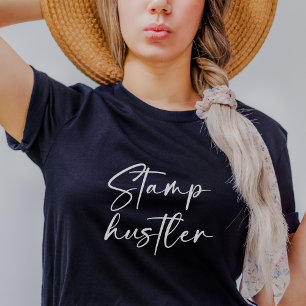 Stamp Hustler White Script Notional Public Navy Bl T-shirt