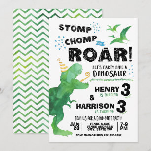 Stamp Kauw Brul Gezamenlijke Broer of Zus Dinosaur Kaart