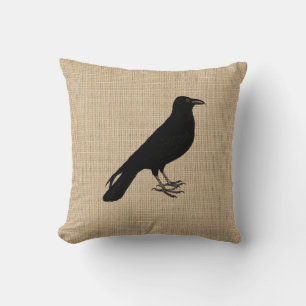 Stamp Look Raven Coussin
