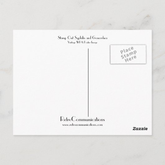 Stamp Out Syphilis and Gonorrhea Briefkaart (Achterkant)