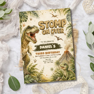 Stamp Over de Dinosaurus T Rex Jungle Verjaardagsf Kaart