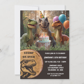 Stamp Over Dinosaur Verjaardagsfeestje Kaart