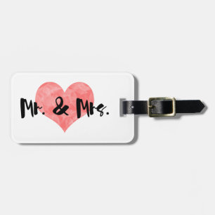 Stamped Heart Rustic Mr. & Mrs. Bagagelabel