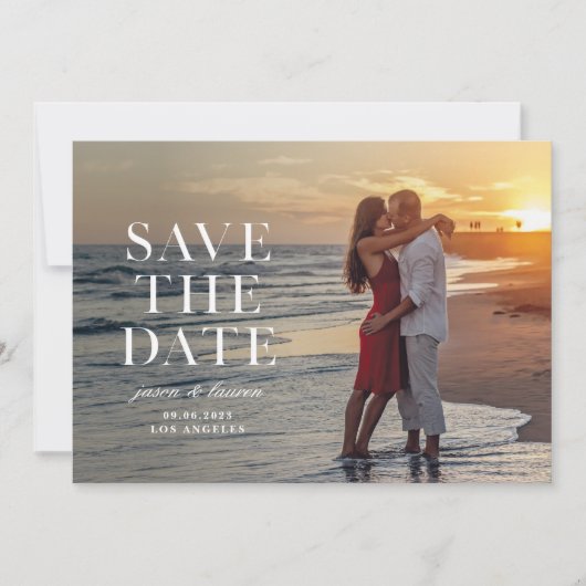 Stamped Serif Wording Save The Date (Voorkant)