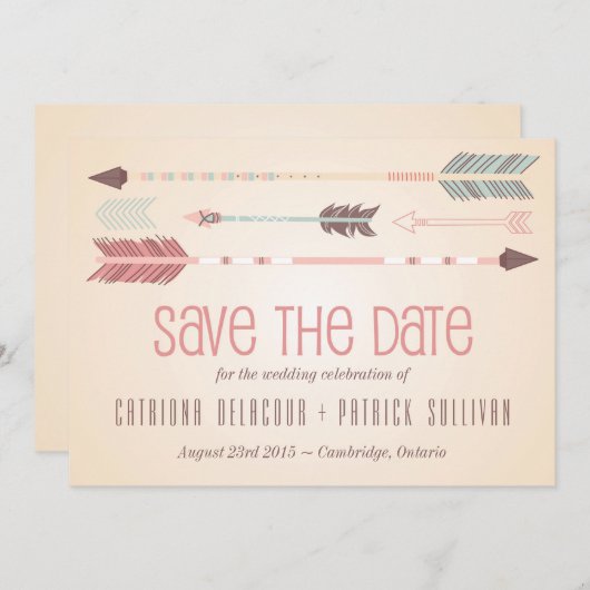  stampijlen Sla de datum-bekendmaking op Save The Date (Voorkant / Achterkant)