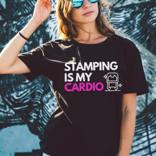 Stamping is mijn Cardio Hot Pink Noteerzwart T-shirt