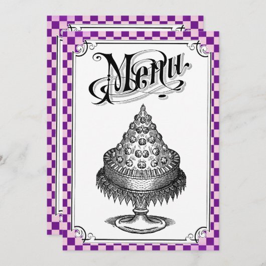 Stampunk Checkerboard Wedding Menu-kaarten Menu (Voorkant / Achterkant)