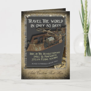Stampunk Flying Machine Greetcard Kaart