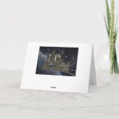 Stampunk Space Cat Train Feestdagen Kaart (Achterkant)